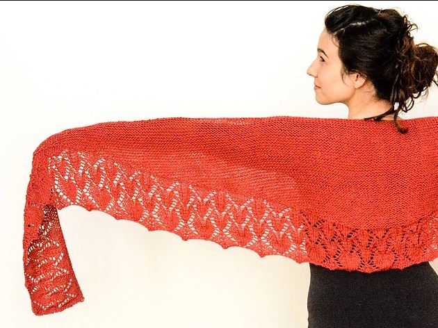 A DK Weight Yarn Pattern - Nobadeer Crescent Scarf - Shawl (PDF) on sale at Little Knits