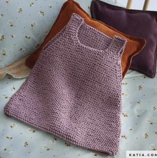 A FREE Katia Essential Alpaca Pattern - Baby Dress (PDF) free knitting pattern at Little Knits