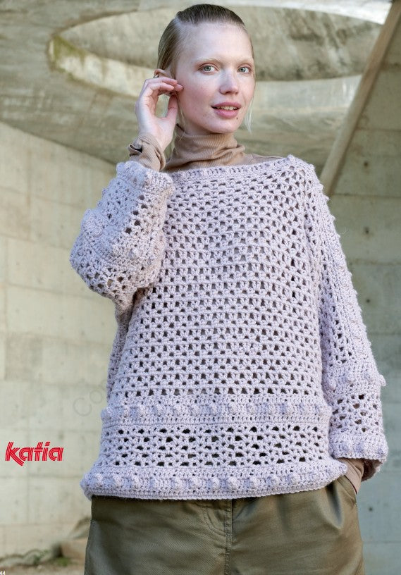 A Katia Essential Alpaca Crochet Pattern - Women's Sweater (PDF) crochet top pattern on sale at Little Knits