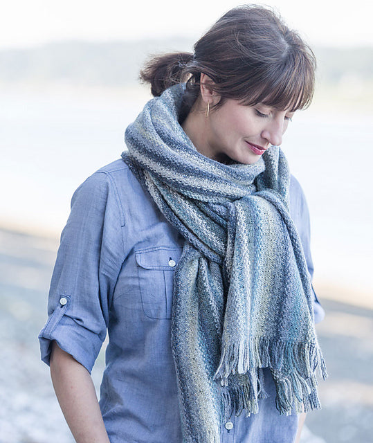A Churchmouse Yarns and Teas Pattern - Striped Linen Stitch Wrap & Scarf (PDF)