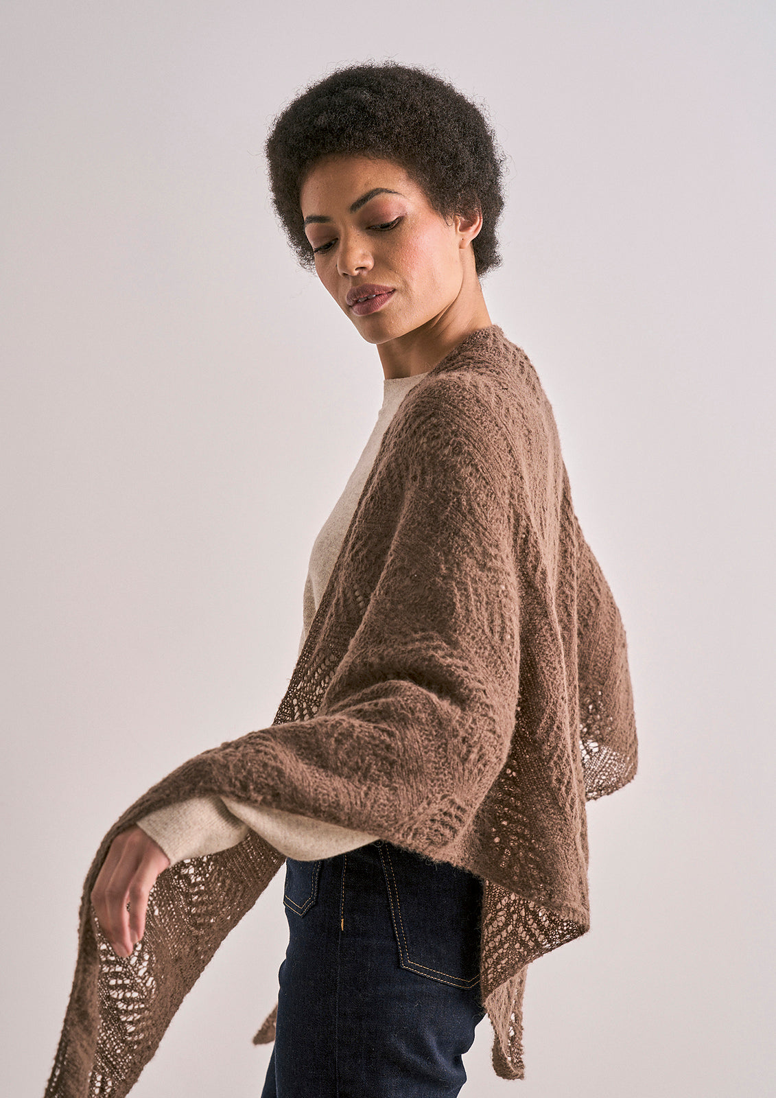 A FREE with Purchase Mode at Rowan Alpaca Haze Pattern - Pier + Metton Hat and Shawl - Paper Copy