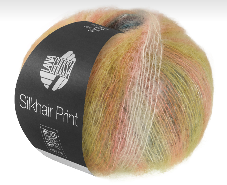 Lana Grossa SilkHair Prints - Yellow Pink Blue (Color #440)