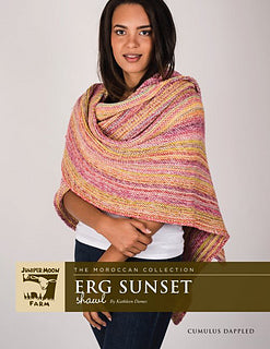 A Juniper Moon Farms Cumulus Dappled Pattern - Erg Sunset Shawl (PDF)