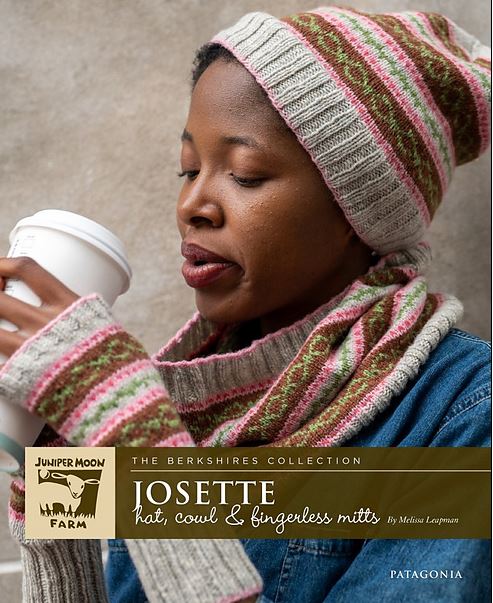 A Juniper Moon Patagonia Organic Merino Pattern - Josette Hat, Cowl & Fingerless Mitts (PDF)