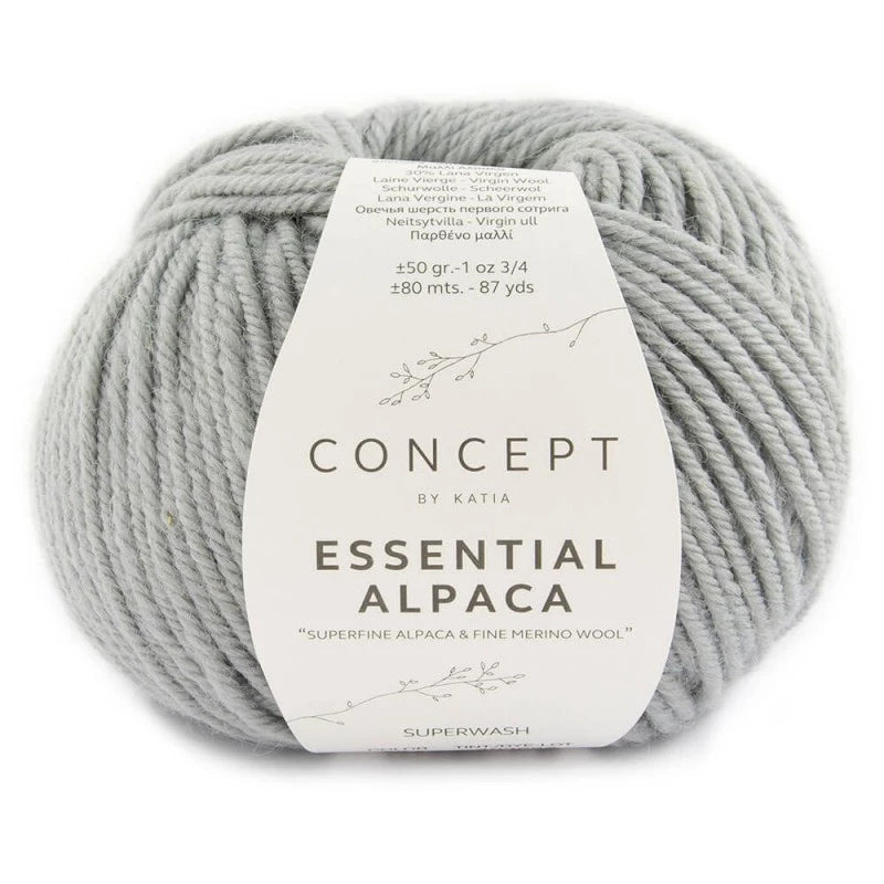 Katia Concept Essential Alpaca - Light Grey (Color #85) Knitting and Crochet Yarn on sale at Little Knits