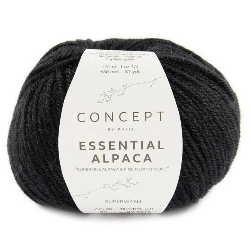 Katia Concept Essential Alpaca - Black (Color #89) Knitting and Crochet Yarn on sale at Little Knits