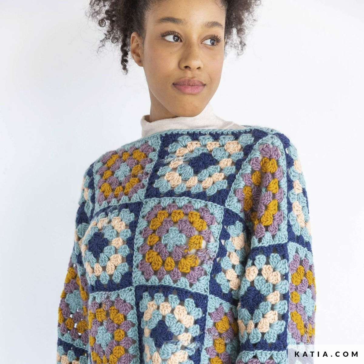 A FREE Katia Instagranny Crochet Patterns - Mini Pullover/Scarf/Blanket (PDF)