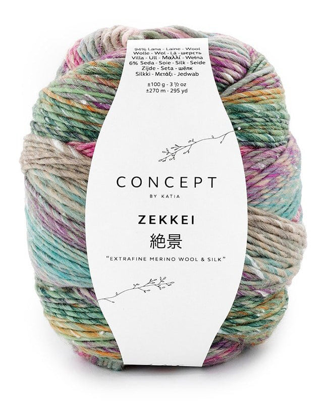 Katia Concept Zekkei - Grey-Rose-Orange (Color #105) Knitting and Crochet Yarn on sale at Little Knits