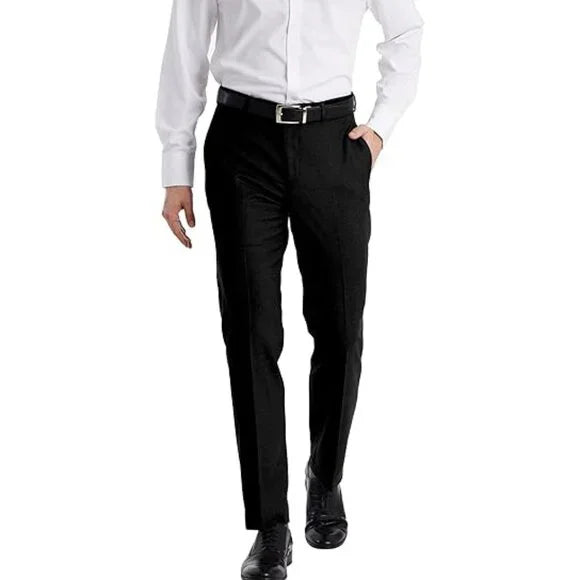 calvin klein slim fit dress pants Mens 34 / 32 Light Blue Solid Bristol Apparel Co resistant material ensures you look crisp and polishedstraight out of the dryer or suitcase Calvin Klein Men's Slim Fit