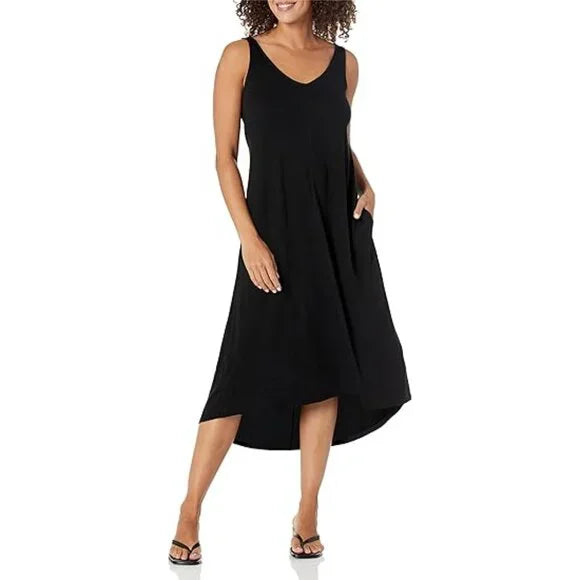 NWT NIC+ZOE Women's Double V Tank Dress Black Onyx Size L – Little Knits