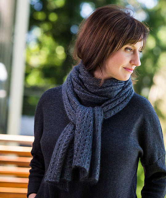 A Churchmouse Yarns and Teas Pattern - Ribbed Lace Scarf (PDF)