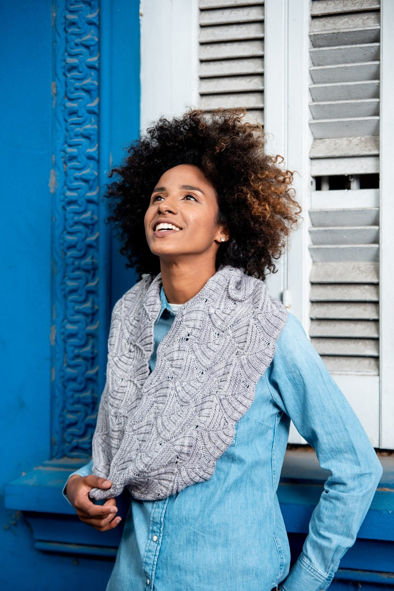 A Malabrigo Arroyo Knitting Pattern Wonky Rib cowl on sale at Little Knits