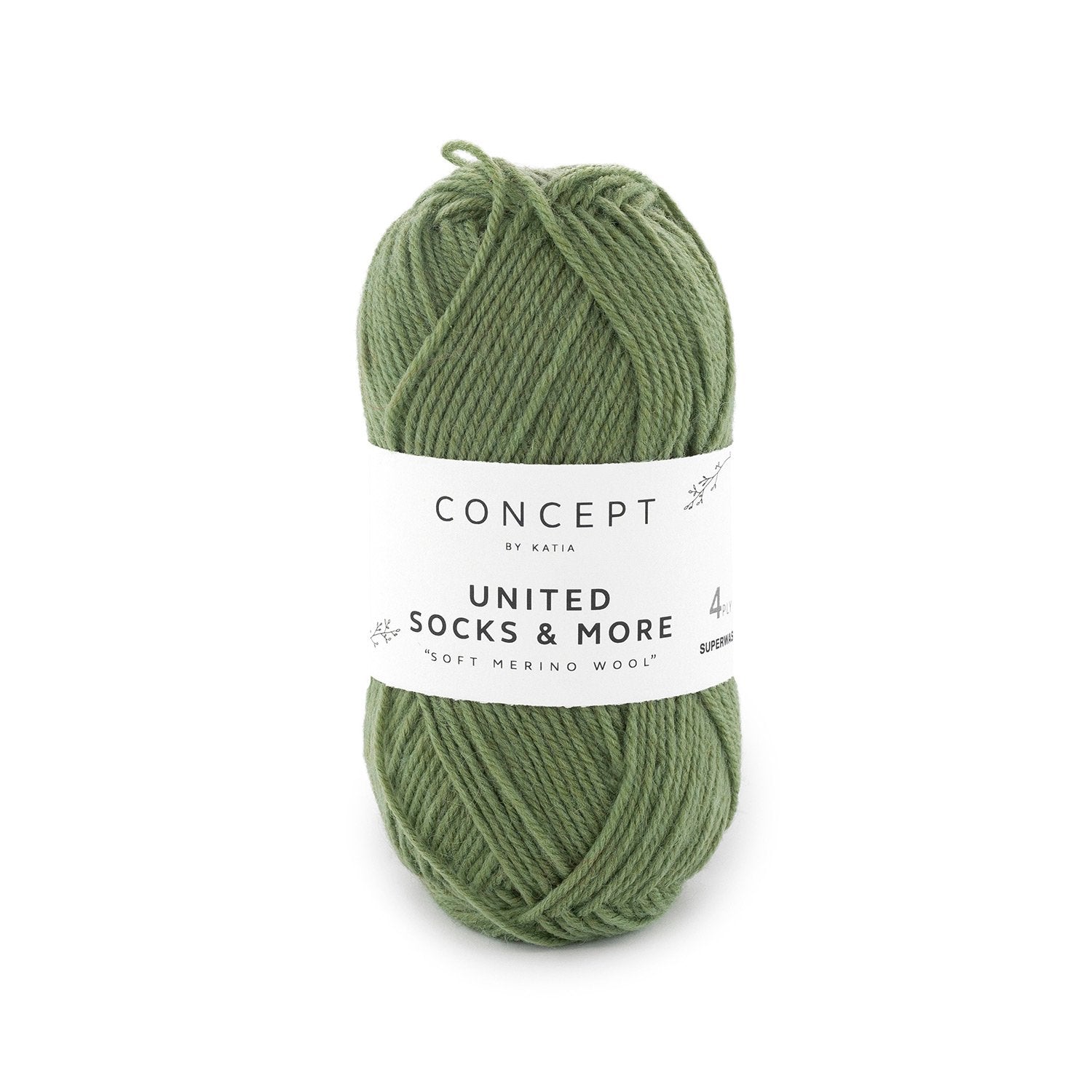 Katia Concept United Socks & More - Military Green (Color #082) Knitting and Crochet Yarn on sale at Little Knits