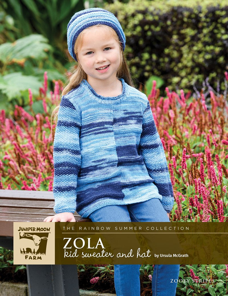 A Juniper Moon Farm Zooey Stripes Pattern - Zola kids sweater and hat (PDF)