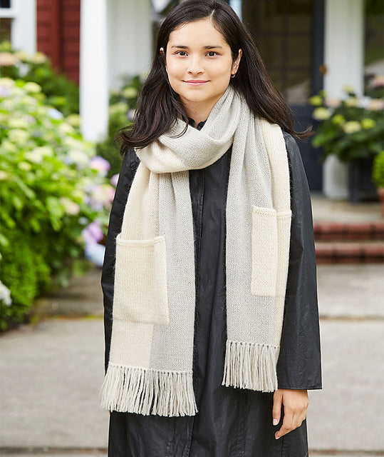 A Churchmouse Yarns and Teas Pattern - Graphic Two-Tone Wrap & Scarf (PDF)