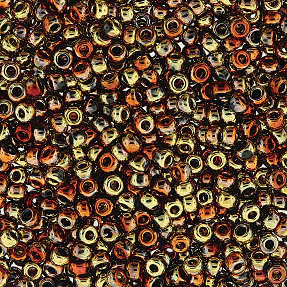 8/0 Czech Seed Beads  - Unions Black California Gold (Color #401-98542) 22 Gram Tube