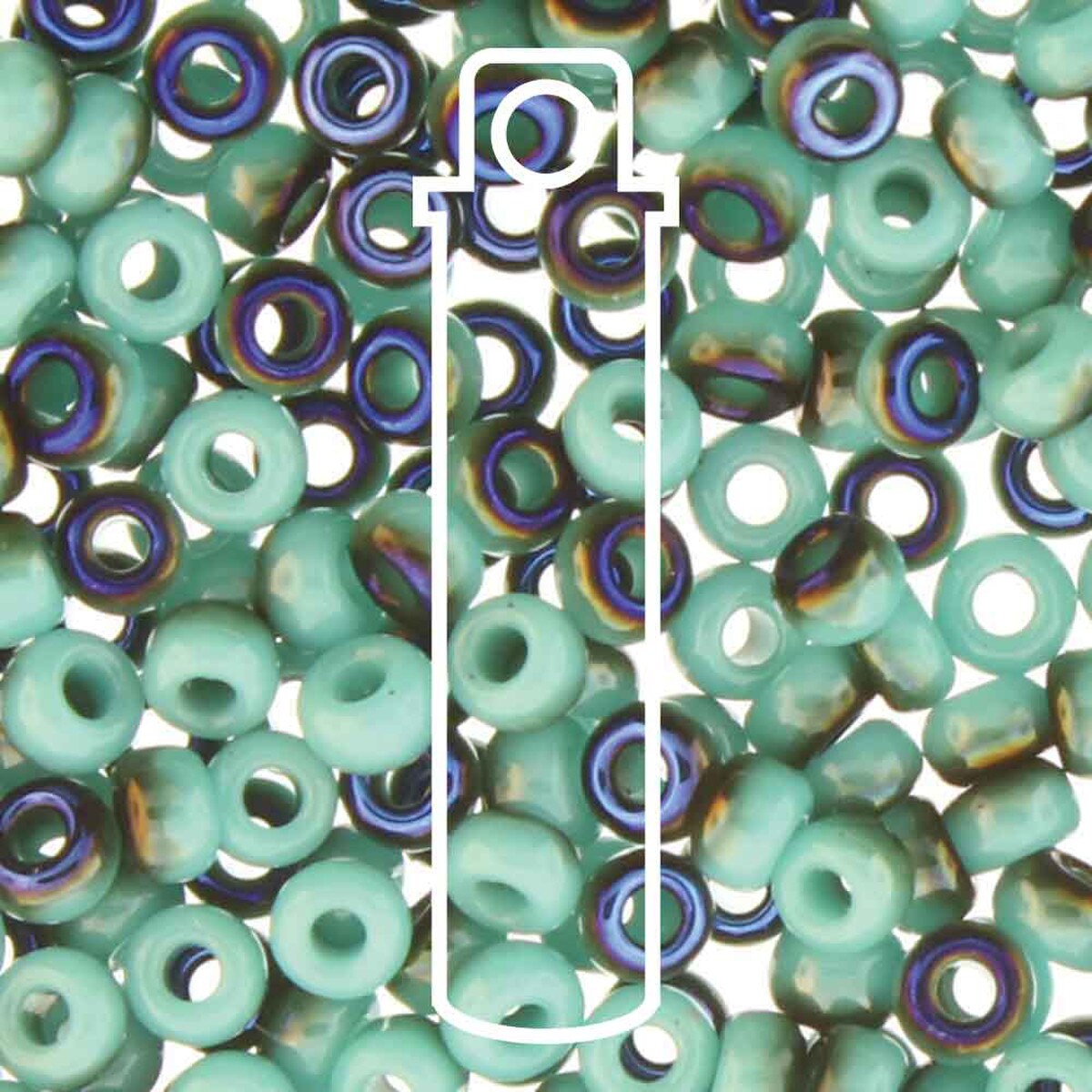 8/0 Czech Seed Beads  - Unions Green Turquoise Matte (Color #412-22201) 22 Gram Tube