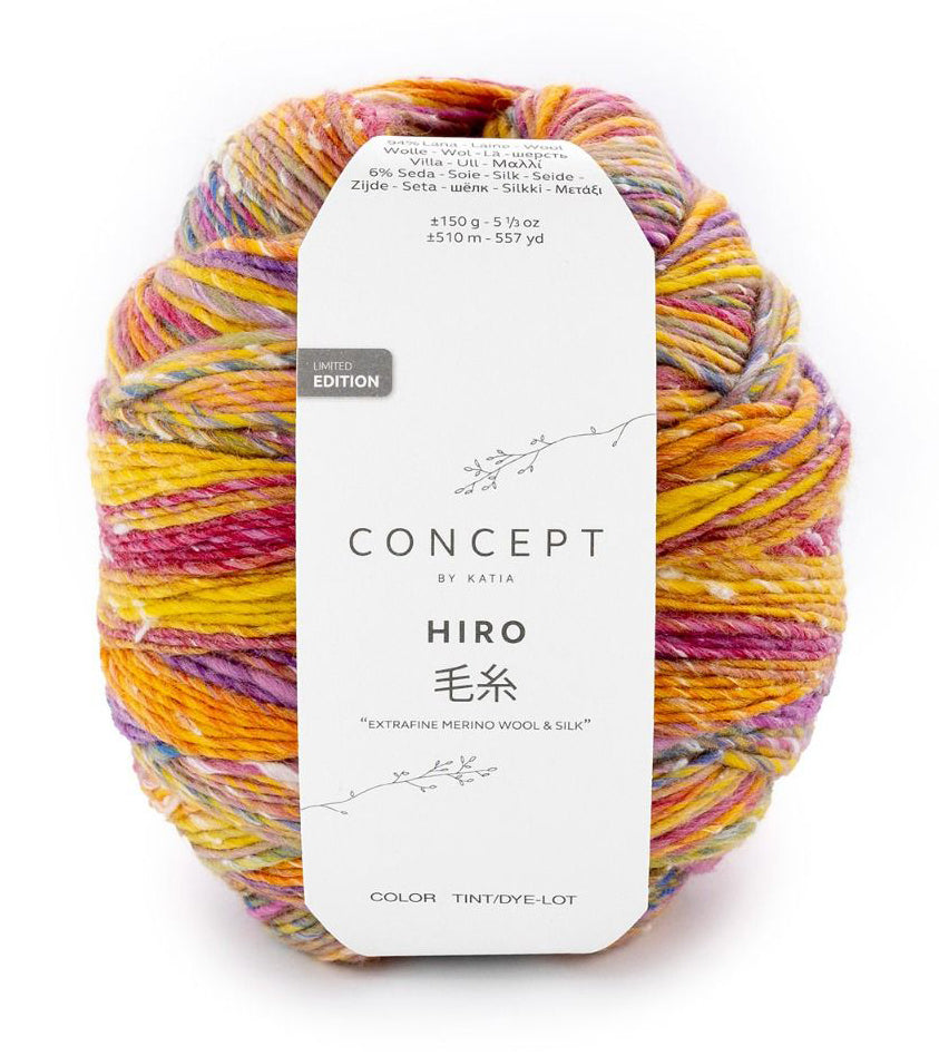 Katia Concept Hiro - Orange Lilac (Color #201) - BIG 150 Gram Skeins of Merino Extrafine and Silk Yarn