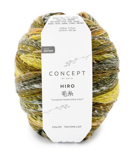 Katia Concept Hiro - Green Grey (Color #202) - BIG 150 Gram Skeins of Merino Extrafine and Silk Yarn