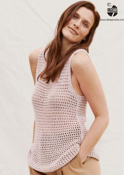 A Lana Grossa Solo Lino Pattern - Sleeveless Pullover 14-8 (PDF File)