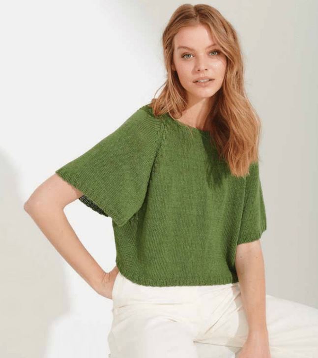 A Lana Grossa Solo Lino Pattern - Classic Pullover 16w-26 (PDF)