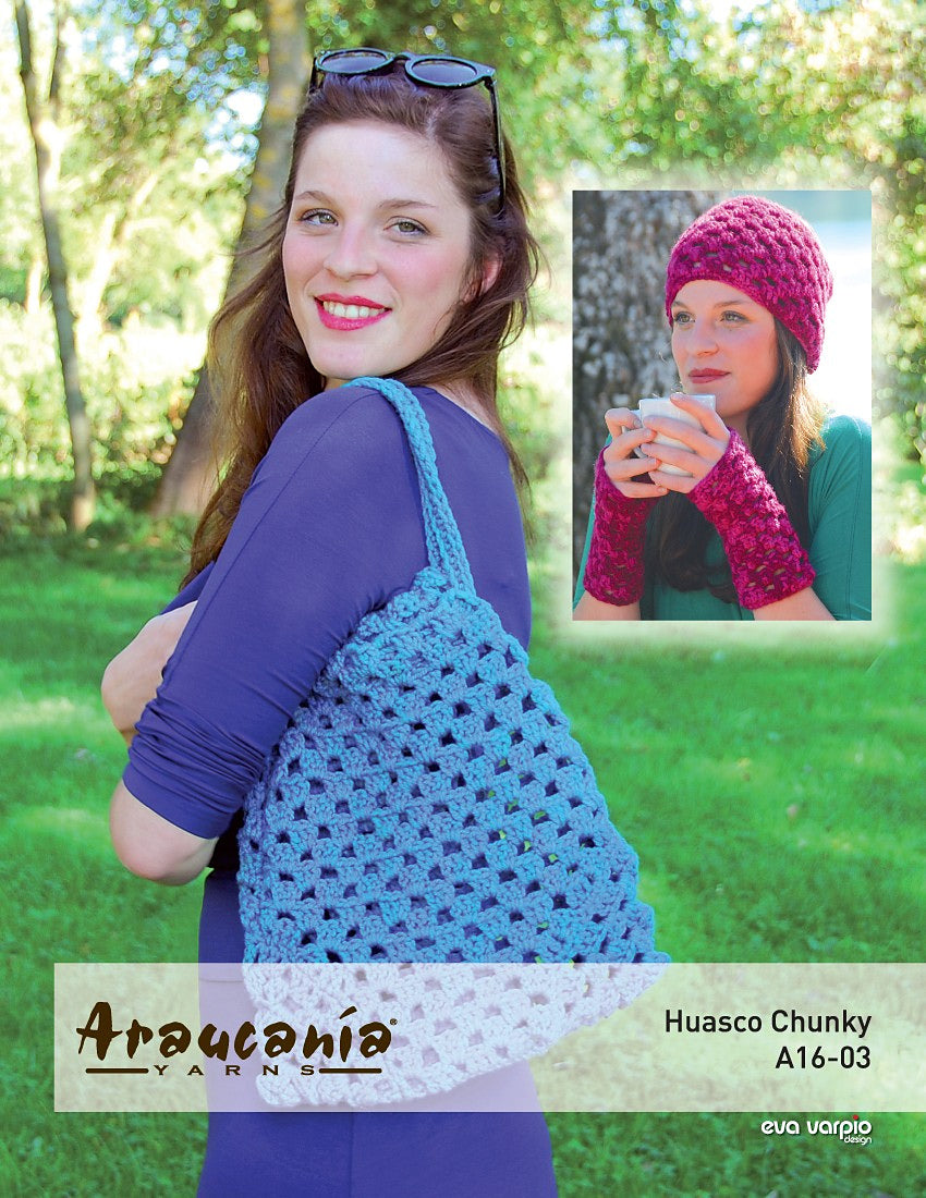 An Araucania Huasco Chunky Crochet Pattern - Wrist Warmers, Hat & Bag (PDF)