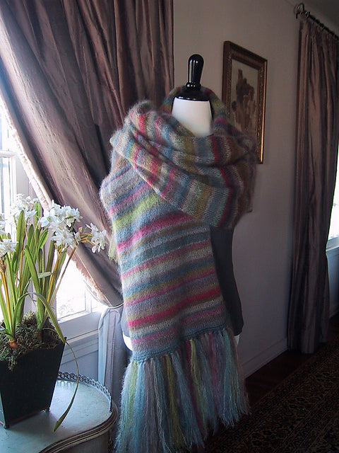 A Rowan Kidsilk Haze Pattern - Earth Stripe Wrap (PDF)