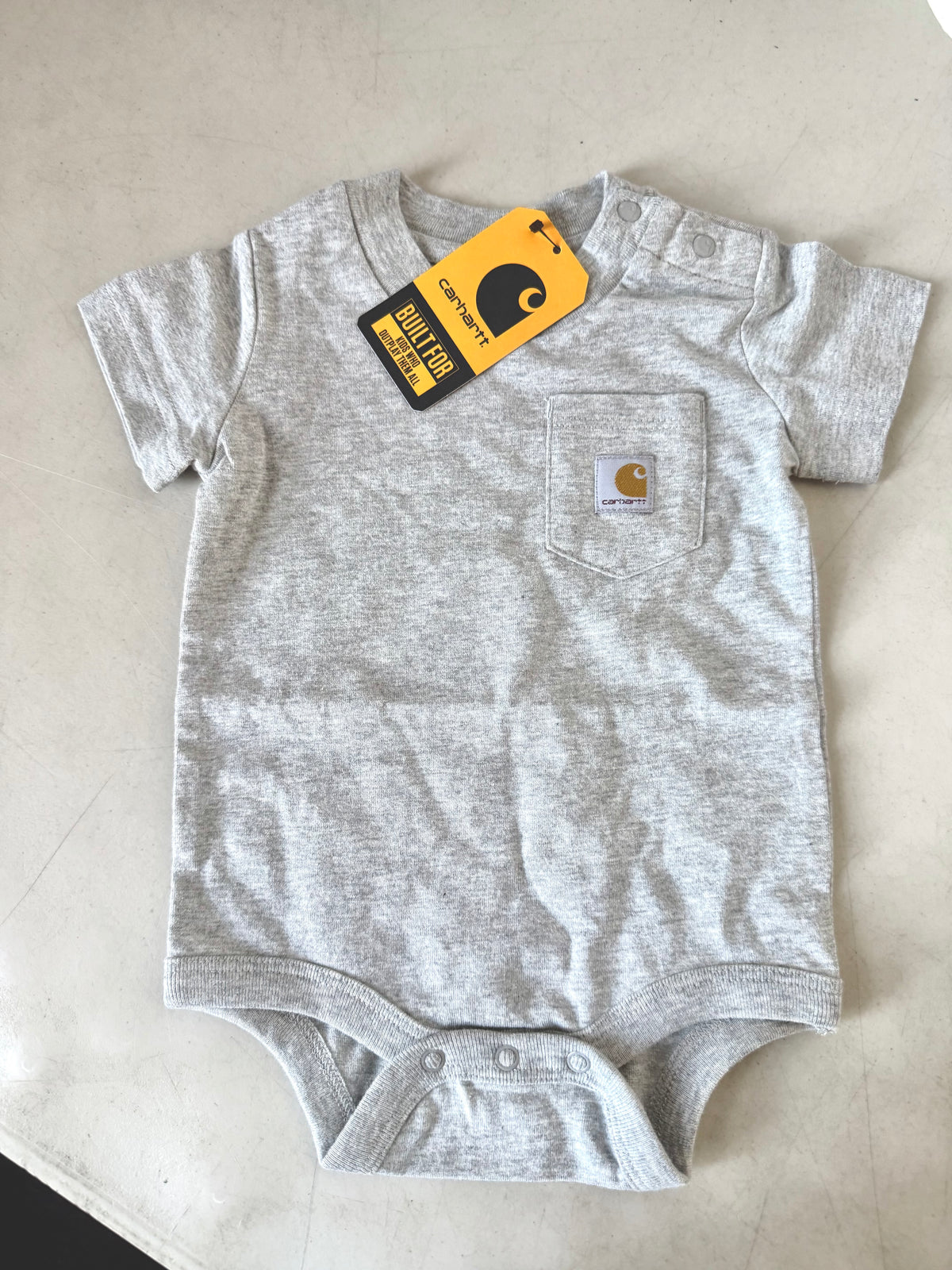 New, Carhartt unisex-baby Short-Sleeve Bodysuit with Logo Pocket, 3 Months
