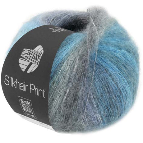 Lana Grossa SilkHair Prints - Grey Water (Color #432) on sale at Little Knits