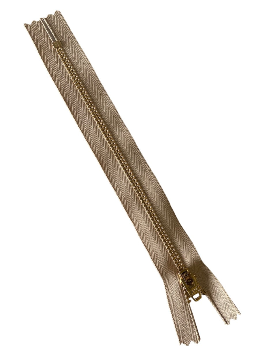 YKK 7'' Golden Brass Zipper - Beige - Free with purchases of $10/One zipper-gift per person/purchase please.