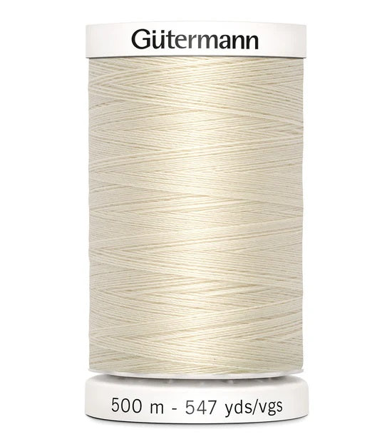 Gutermann Sew-All Polyester Thread 500 m (547 yards) - Eggshell (Color #022)