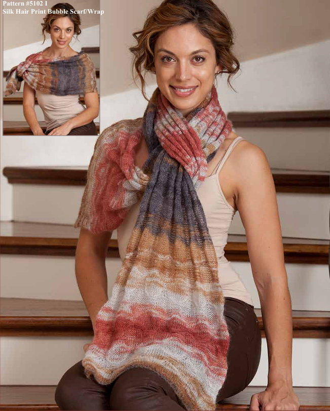 A Lana Grossa Pattern Silk Hair Print  - #5102I - Bubble Scarf/Wrap (PDF)