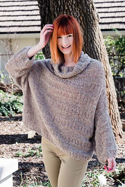 A Lana Grossa Peru Tweed Pattern - #5800L - Striped Rib Over-sized Pullover (PDF)