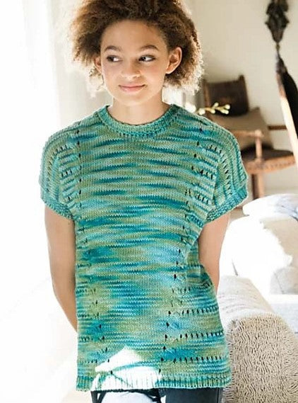 A Lino Print Hand-Dyed Pattern - Angled Cable Pullover 5800Q (PDF)