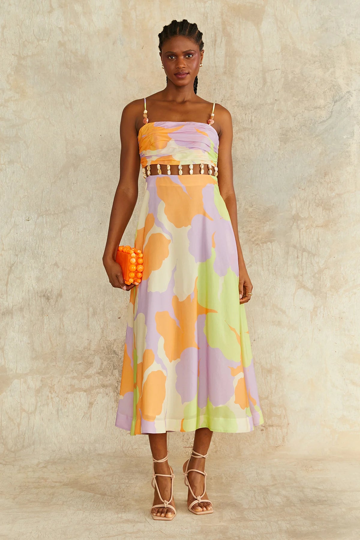 New w/ Tags AMUR Georgie Beaded Waist Midi Dress Size 14