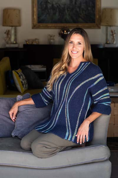 A Trendsetter Placid Pattern - (#5900H) PLACID & RECYCLED LINEN HAND PAINT SHORT ROW WAVE PULLOVER (PDF)