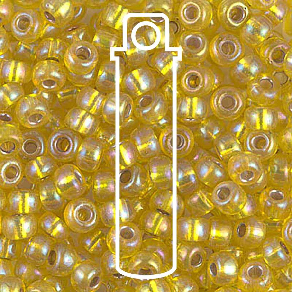 Miyuki Japanese Seed Beads Size 6/0 - Silver Lined Yellow Aurora Borealis (Color #91006)