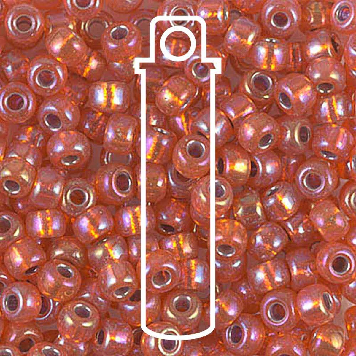 Miyuki Japanese Seed Beads Size 6/0 - Silver Lined Orange Aurora Borealis (Color #91008)