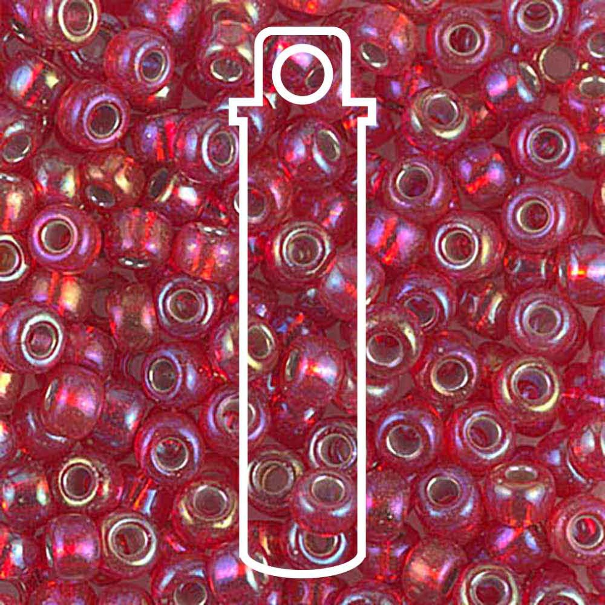Miyuki Japanese Seed Beads Size 6/0 - Silver Lined Flame Red Aurora Borealis (Color #91010)