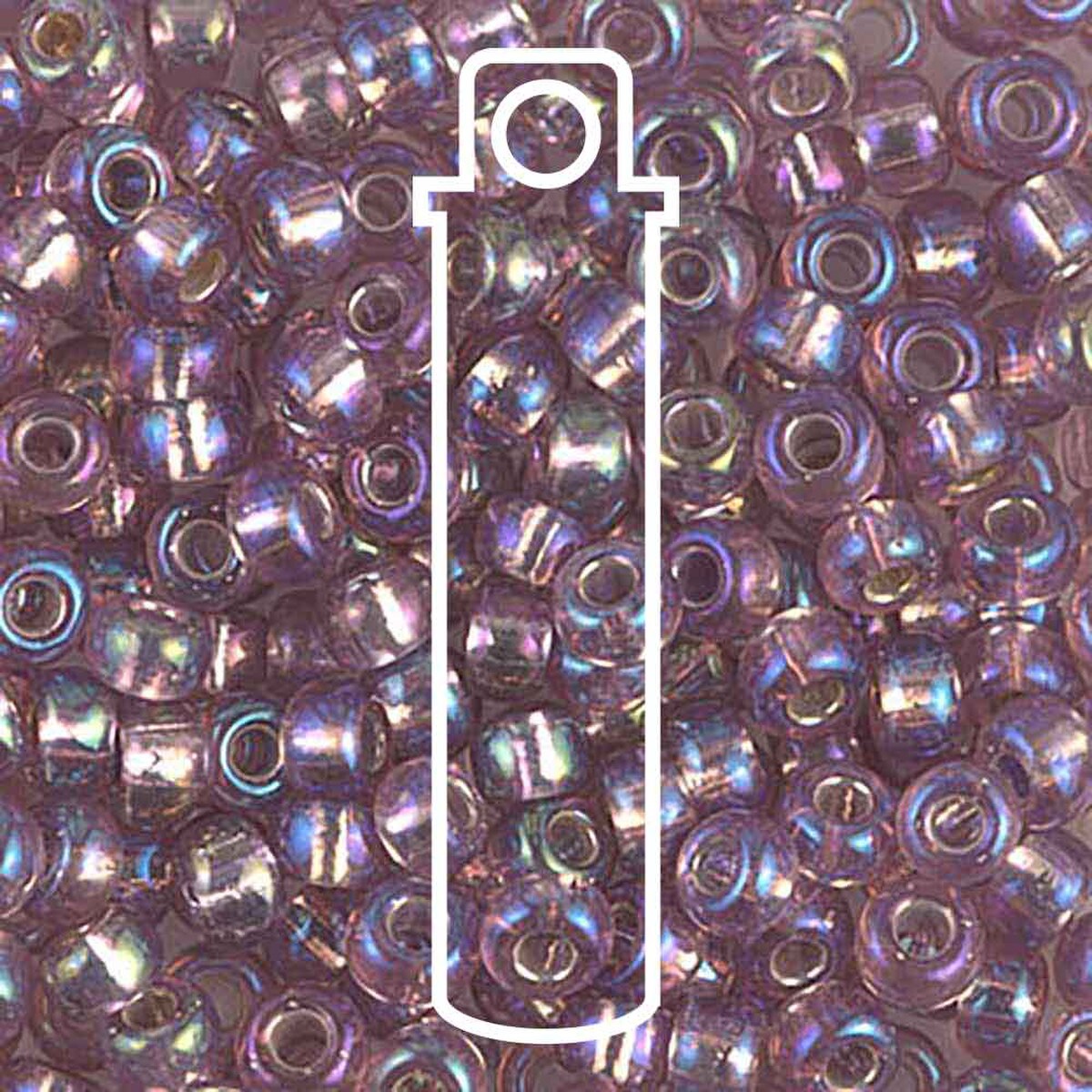 Miyuki Japanese Seed Beads Size 6/0 - Silver Lined Smoky Amethyst Aurora Borealis (Color #91012)