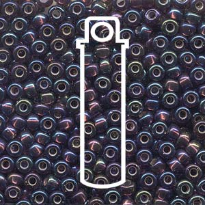 Miyuki Japanese Seed Beads Size 6/0 - Silver Lined Dark Smoky Amethyst Aurora Borealis (Color #91013)