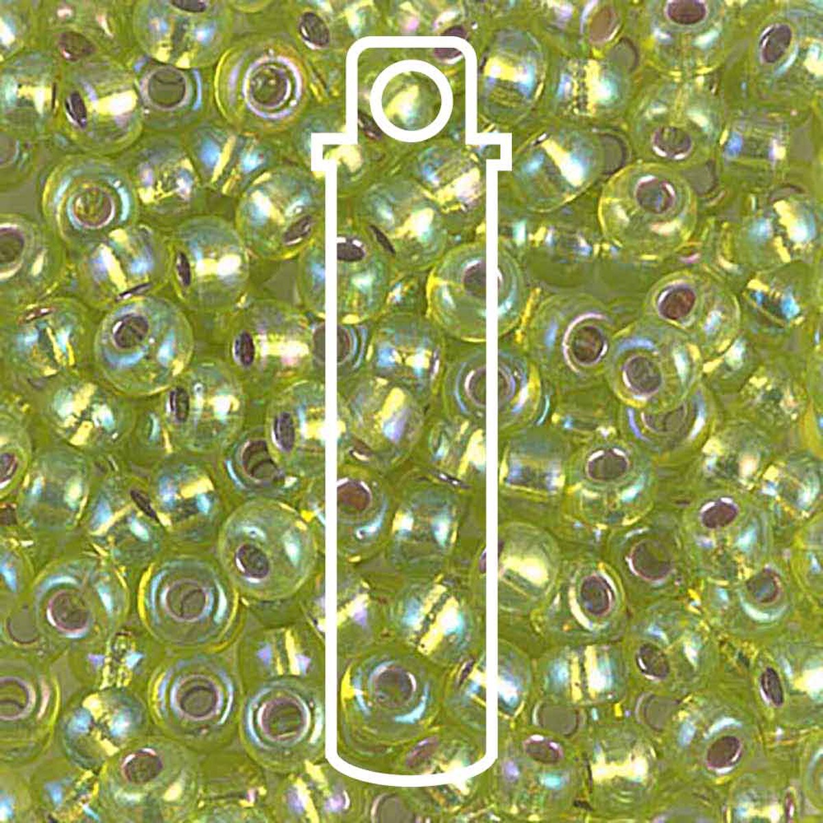 Miyuki Japanese Seed Beads Size 6/0 - Silver Lined Chartreuse Aurora Borealis (Color #91014)