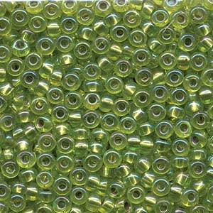 Miyuki Japanese Seed Beads Size 6/0 - Miyuki Silver Lined with Iridescent Coating Chartreuse (6-91014-TB)