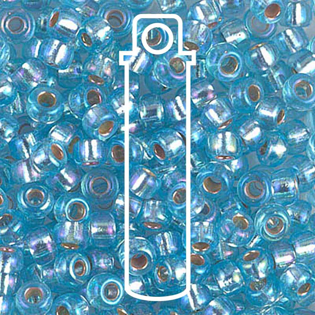Miyuki Japanese Seed Beads Size 6/0 - Silver Lined Aqua Aurora Borealis (Color #91018)