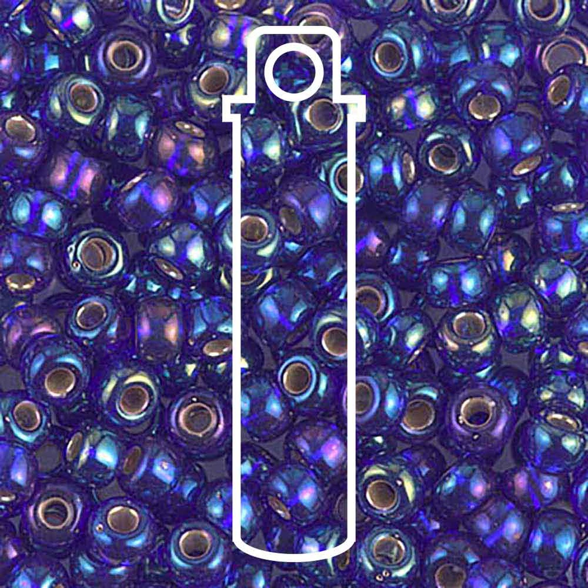 Miyuki Japanese Seed Beads Size 6/0 - Silver Lined Cobalt Aurora Borealis (Color #91020)