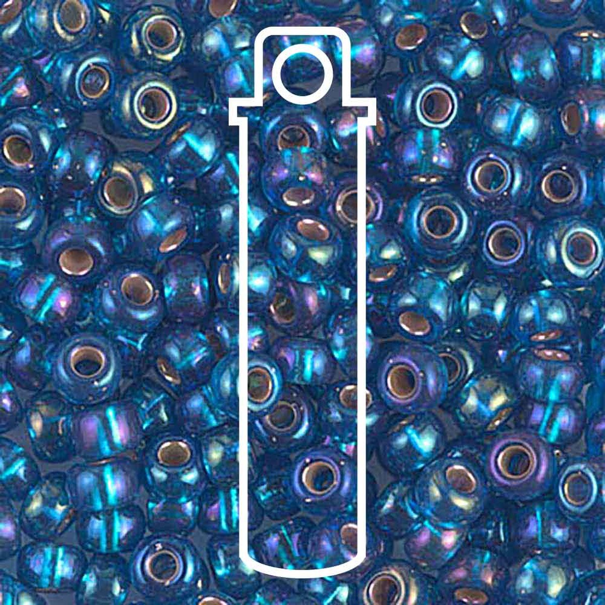 Miyuki Japanese Seed Beads Size 6/0 - Miyuki Silver Lined Aurora Borealis Capri Blue (Color #91025)