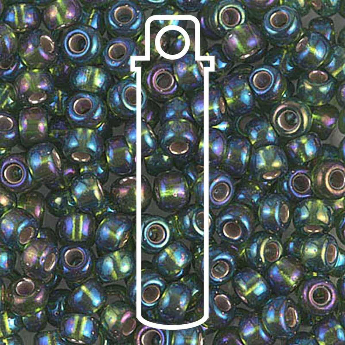 Miyuki Japanese Seed Beads Size 6/0 - Silver Lined Olive Aurora Borealis (Color #91026)