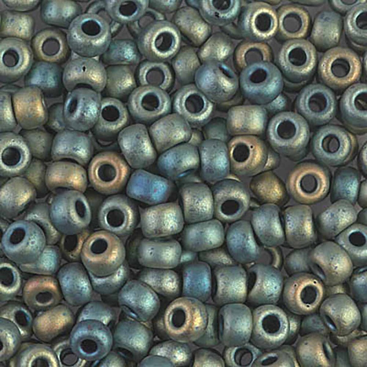 Miyuki Japanese Seed Beads Size 6/0 - Metallic Matte Green Iris (Color #91256) 250 Gram Bag