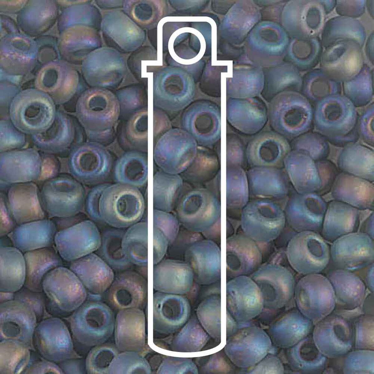 Miyuki Japanese Seed Beads Size 6/0 - Matte TR Gray Aurora Borealis (Color #9152FR) 20 Gram Tube