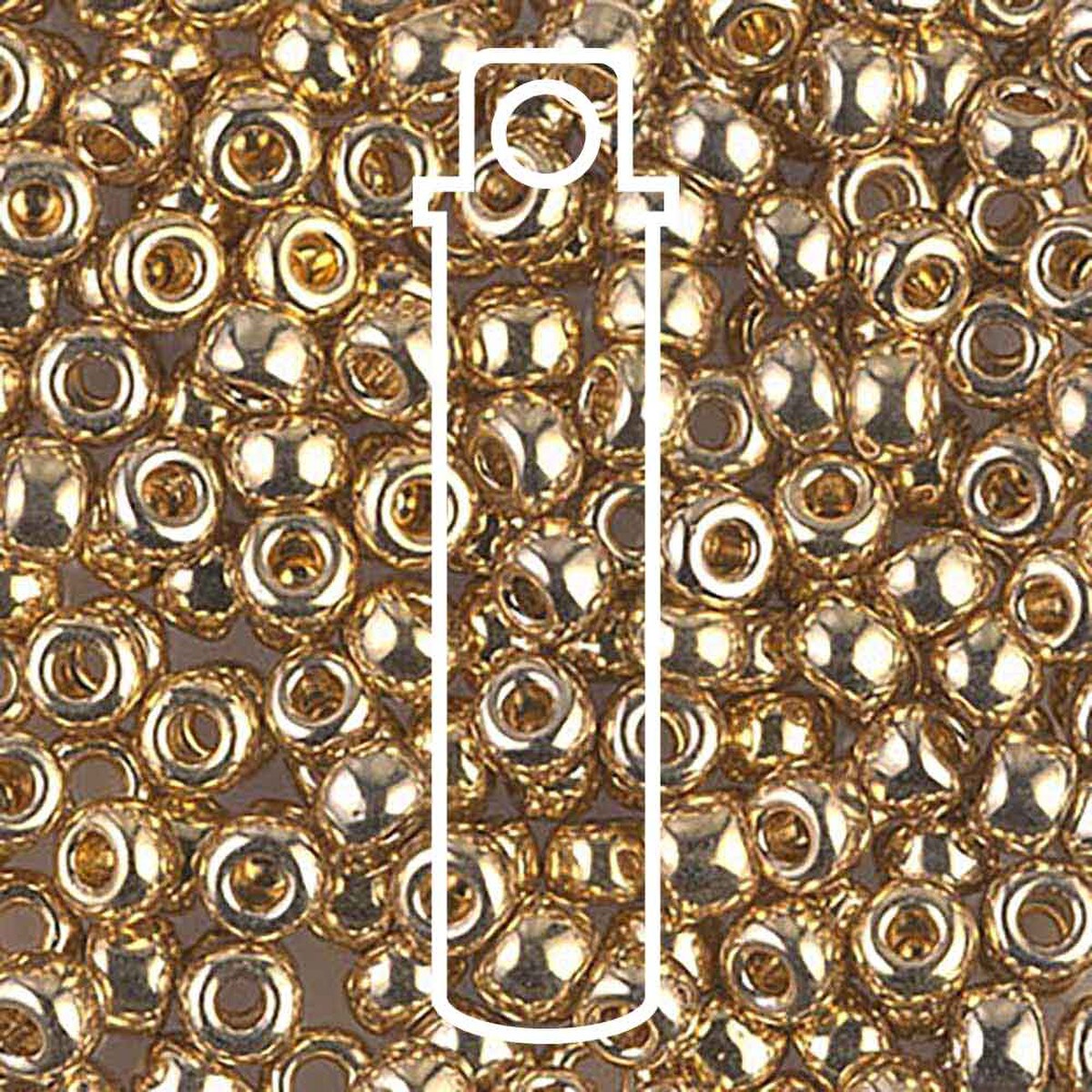 Miyuki Japanese Seed Beads Size 6/0 - 24KT Gold LT Plated (Color #9193) 20 Gram Tube